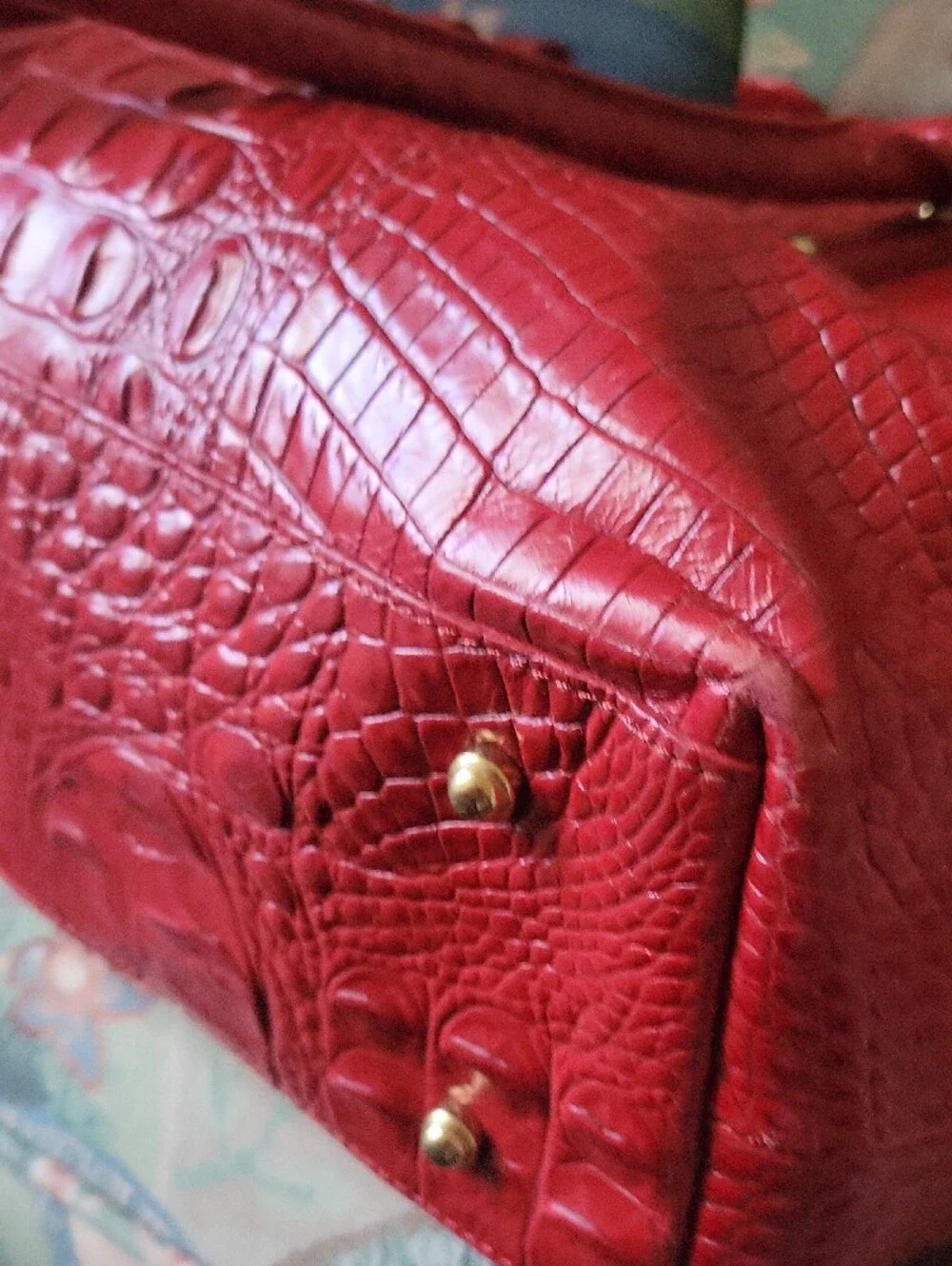 Red Croc-Embossed Tote Bag - Women